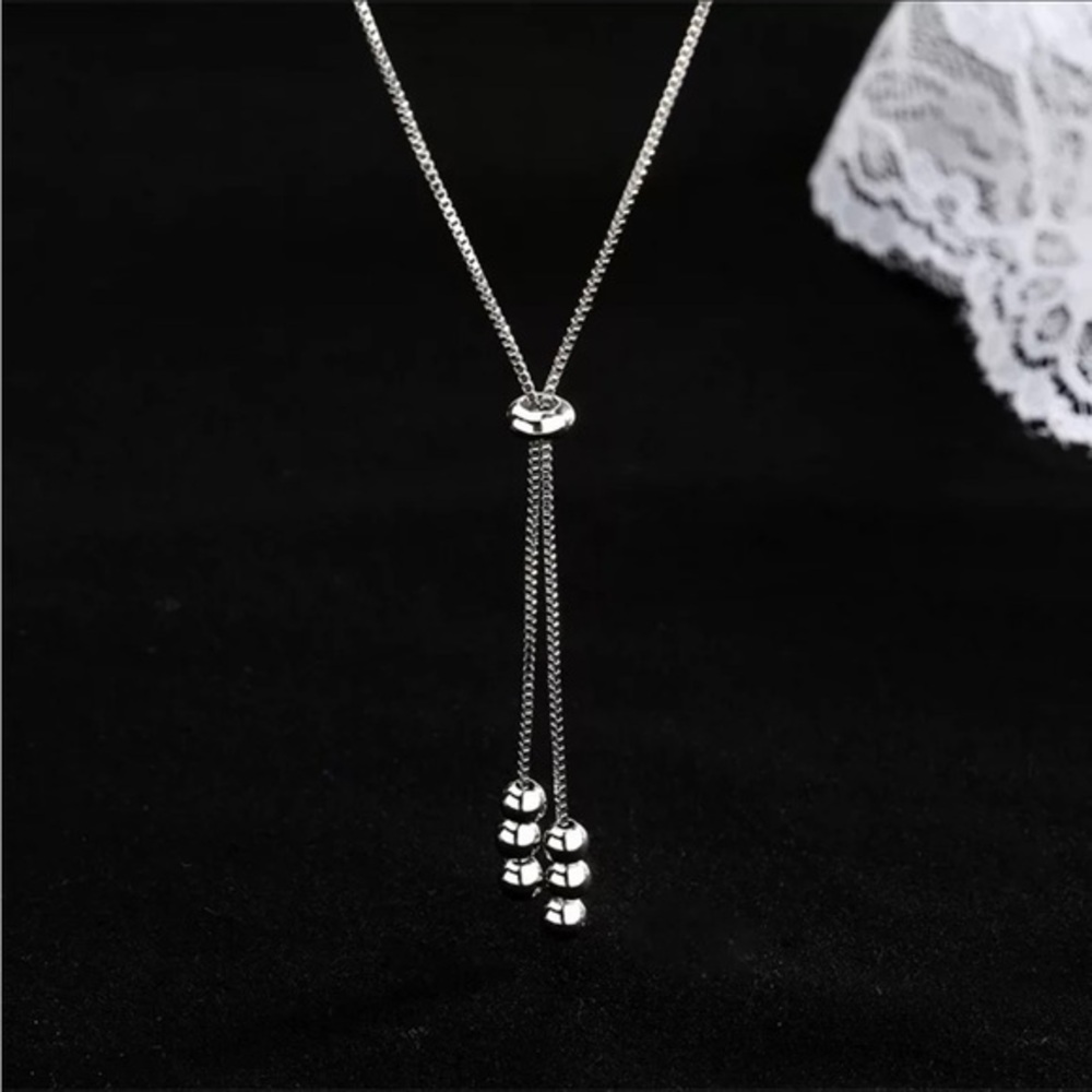 Tassel Adjustable Women’s Necklace, 925 Sterling Silver, Gift for Her